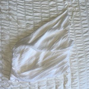 White One Shoulder Crop Top